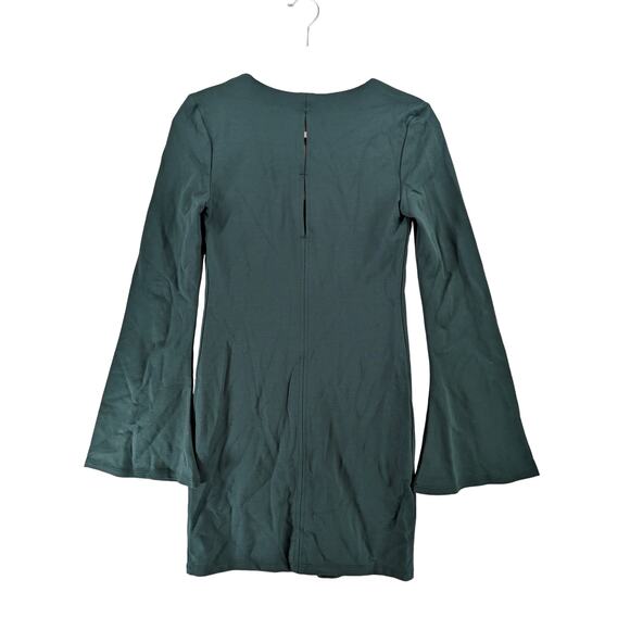Forever 21 Contemporary Sheath Dress XS Green VNeck Bell Sleeve Keyhole‎ Short - Picture 3 of 11